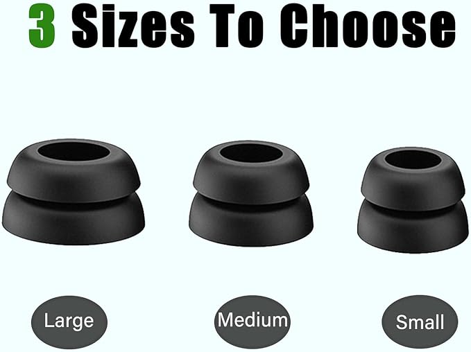 Double Flange Ear Tips for Beats Studio Buds Replacement Earbuds Tips for Beats Studio Buds+/Fit Pro/Solo Buds Earbuds Fit Beats Earbuds, 6 Pairs LMS Black