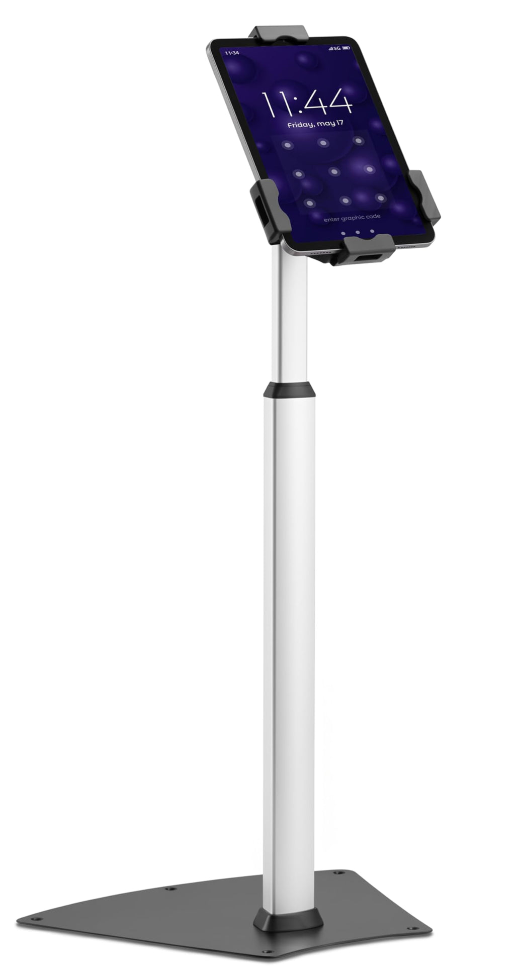 Pyle Anti-Theft Tablet Security Stand Kiosk-Heavy Duty Aluminum Metal Floor Standing Mount Tablet Case Holder Display w/Height Adjustable Pole,Fits iPad Mini 2 3 4 Air Samsung Tablets-Pyle PSPADLK60