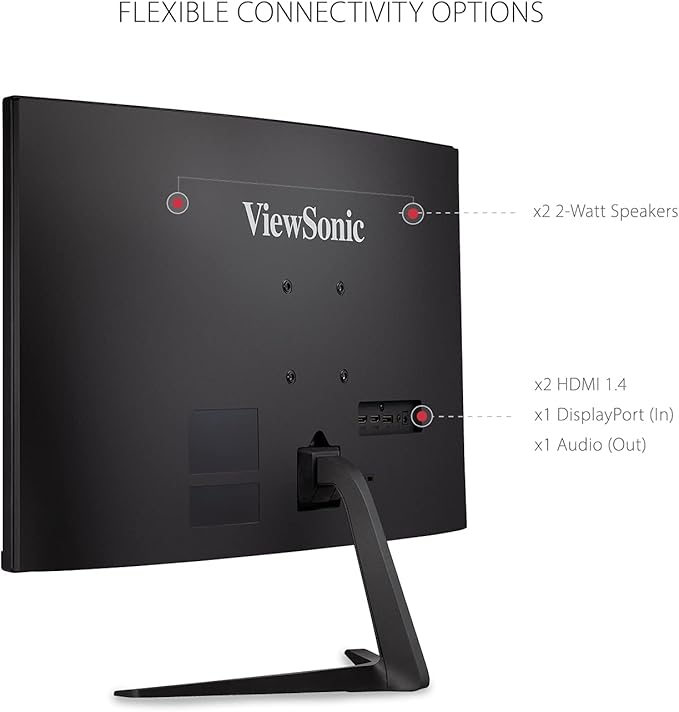 ViewSonic VX2718-PC-MHD 27 Inch Curved 1080p 1ms 180Hz Gaming Monitor with FreeSync Premium, Eye Care, HDMI and Display Port