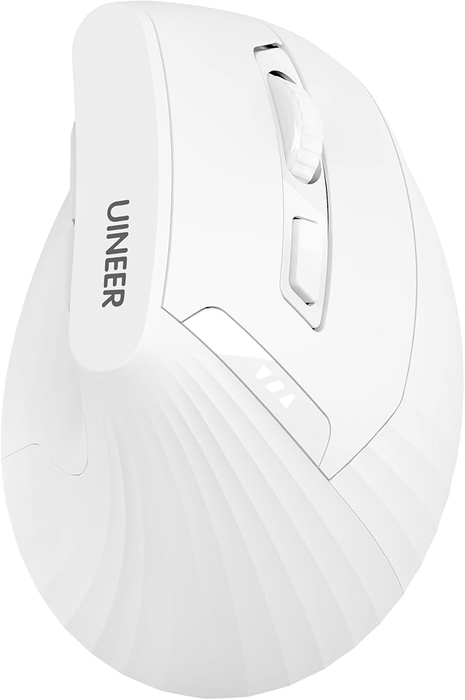 Vertical Wireless Mouse,Bluetooth Mouse with BT5.0/4.0/2.4G, Rechargeable Mouse with Battery Indicator,Ergonomic Design for Comfort and Reduced Wrist Strain, Ideal for Home& Office Use (White)