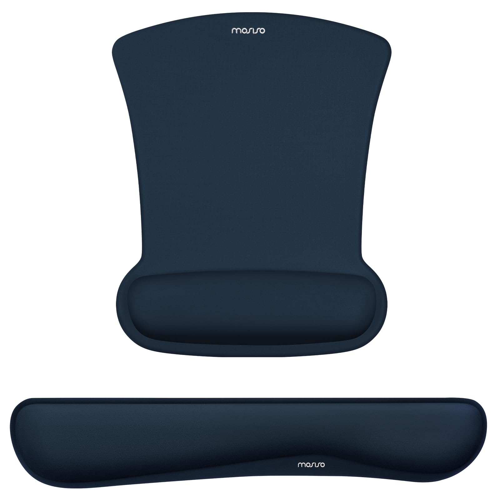 MOSISO Wrist Rest Support for Mouse Pad & Keyboard Set, Ergonomic Mousepad Non-Slip Base Home/Office Pain Relief & Easy Typing Cushion with Neoprene Cloth & Raised Memory Foam, Haze Blue