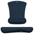 MOSISO Wrist Rest Support for Mouse Pad & Keyboard Set, Ergonomic Mousepad Non-Slip Base Home/Office Pain Relief & Easy Typing Cushion with Neoprene Cloth & Raised Memory Foam, Haze Blue