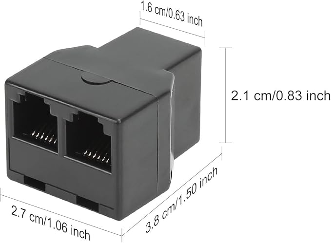 Uvital RJ12 6P6C 1 Female to 2 Female Telephone Line Splitters, Telephone Landline Cable Connector and Separator(Black,4 Pack)