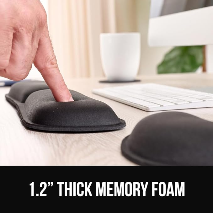 GORILLA GRIP Silky Gel Memory Foam Wrist Rest for Computer Keyboard, Mouse, Foldable Design for Typing Pain Relief, Desk Pads Support Hand and Arm, Mousepad, Stain Resistant, 2 Piece Pad, Jet Black