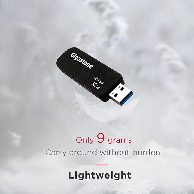 Gigastone Z30 32GB USB3.0 Flash Drive, Capless Retractable Design Pen Drive, Carbon Fiber Style, Reliable Performance & Durable