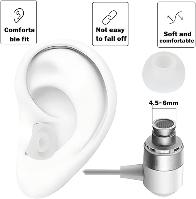 Earbud Tips - 9 Pairs Replacement Ear Tips Compatible With Powerbeats 2/3, LG, Samsung Earbuds - White