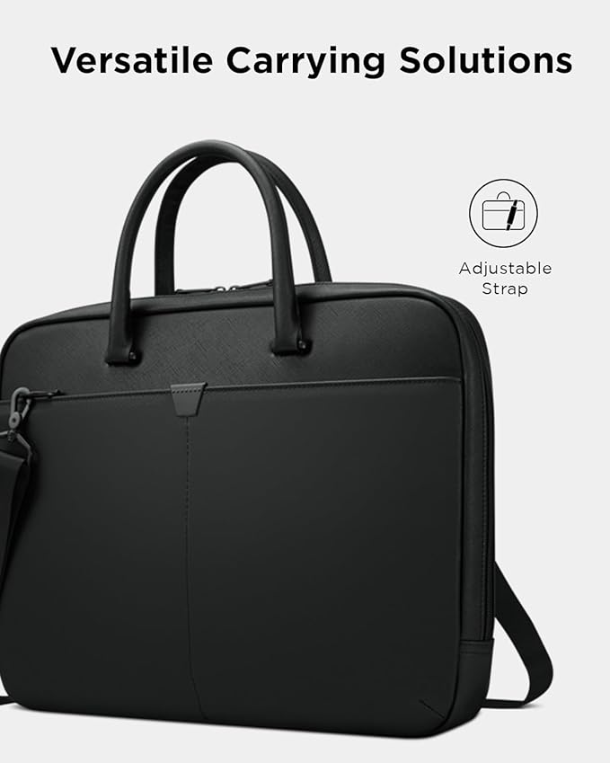 Lenovo 15.6-inch Laptop Bag (T200) - Water Resistant Leather Messenger Bag with Padded Device Compartment – Multi Compartment Professional Handbag with Shoulder Strap for Travel & Business