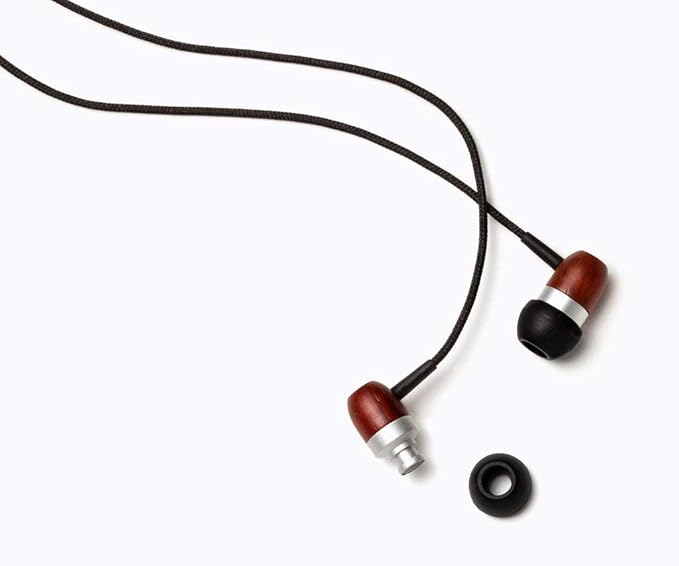 Symphonized Premium Wooden Earphones Wired (3.5mm Jack) Deep Bass Sound, 3D Sound, Microphone Volume Control, 90% Noise Cancelling for Type C Devices. Earphones for Android