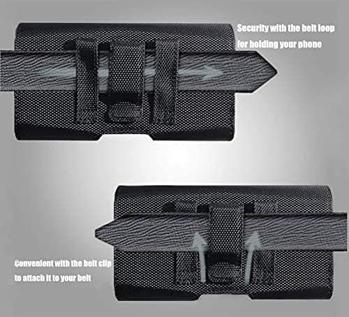 Premium Men Canvas Cell Phone Hip Carrier Clip Holster with Belt Loop Case, Strong Phone Holder Pouch Carrying Holster Compatible for Moto Samsung iPhone 5 5S 12 Mini Fits Thick Case