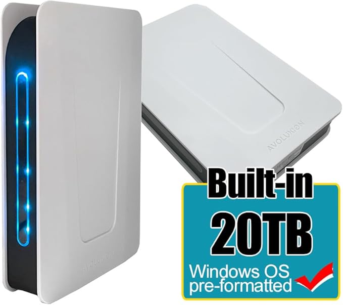 Avolusion PRO-T5 Series USB 3.0 External Hard Drive for WindowsOS Desktop PC/Laptop (White) (20TB White) (Renewed)