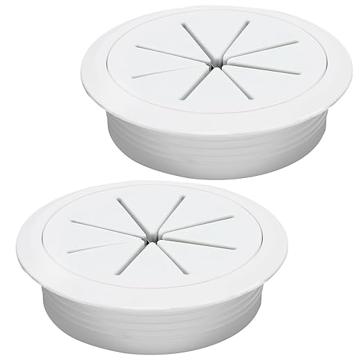 Desk Grommet 3-1/8" (80 mm), Desk Hole Cover for Cables White, Cable Grommet ABS Plastic, Desk Hole Grommet for Office and Home Table Cable, Detachable & Flexible Cable Cord Organizer-2 Pcs