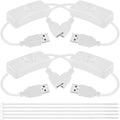 4PCS USB Power Switch Cable USB 2.0 A Male to Female Extension Cord On/Off Adapter with Inline Rocker Switch with Cable Ties for Driving Recorder Small Desk Lamp LED Strip (White)