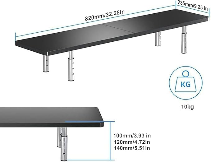 suptek Dual Monitor Stand Riser,Large Monitor Laptop Stand Riser 3 Adjustable Heights Computer Stand for Laptop, Printer, Notebook(MST016L)