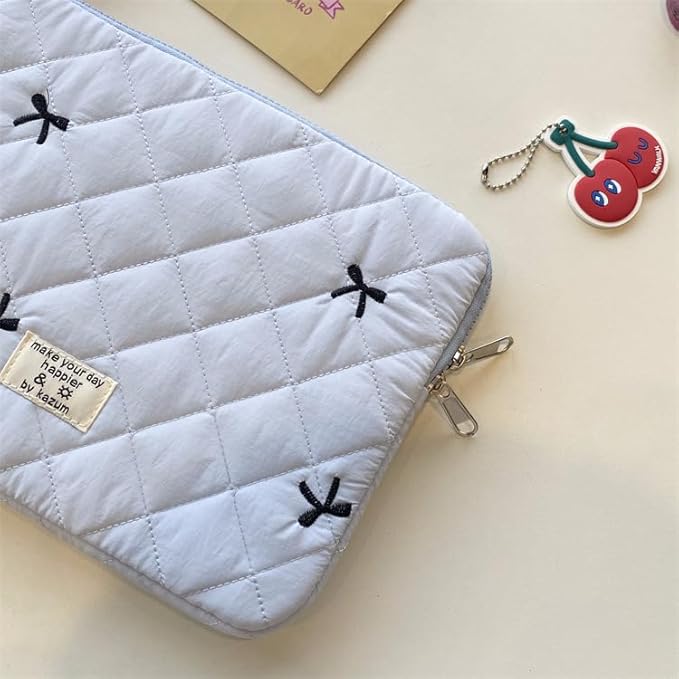 Cute Bow Graphic Carrying Laptop Bag Y2K Preppy Laptop Sleeve Case Bag Kawaii Pad Computer Protect Case Pouch (13-14 inch,Blue)