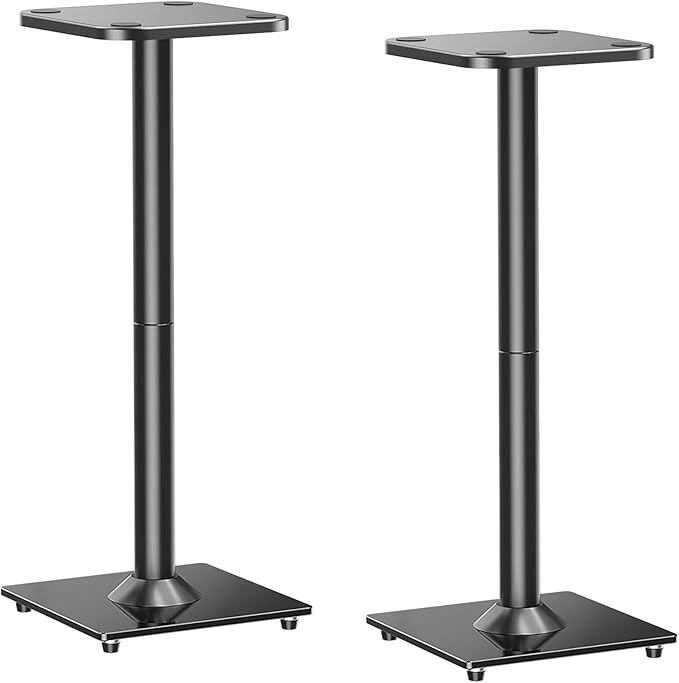 MOUNTUP Universal Speaker Stands Pair for Surround Sound, 31" Height Floor Speaker Stands, Holds Bookshelf Speaker Satellite Speaker Large Speaker, Up to 22LBS Cable Concealing 9.8" Plate Black MU9132