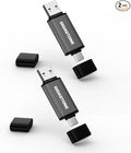 GIGASTONE 256GB Dual Flash Drive (2 Pack) Z40 USB 3.2 Gen 1, 2-in-1 Type-A & Type-C, 100MB/s Ultra Fast, Head Cap Design, Plug & Play for Smartphone/PC/Mac/TV/Car Audio, USB 2.0/3.0/3.1 Compatible