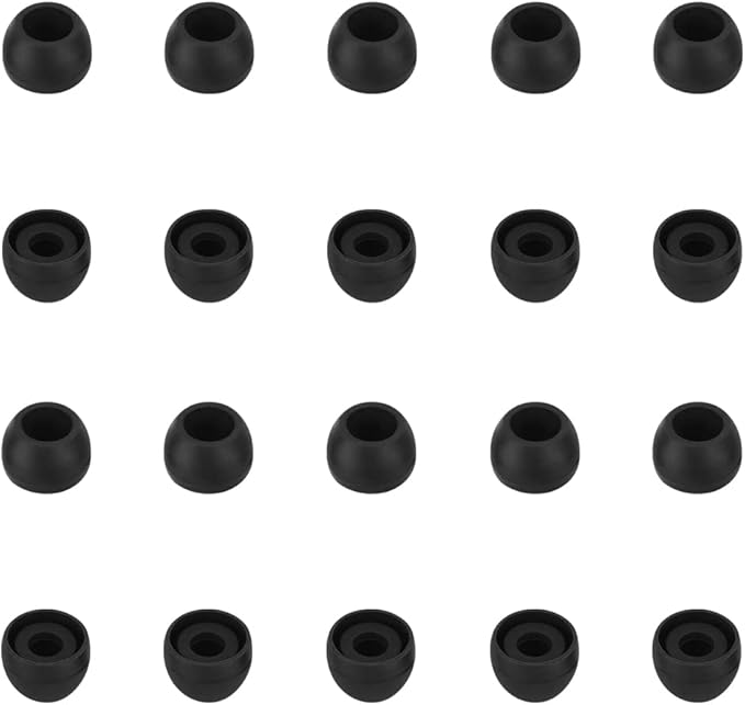 Silicone Small Replacement Earbud Tips Eartips for In-Ear Headphones Rubber Tips Earbuds Cap 10 Pairs (Black)