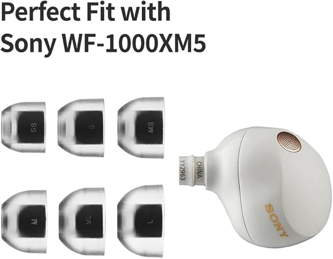 AZLA SednaEarfit Crystal Standard 2 - Earbud Tips for Wireless Headphones - Noise Canceling Earbuds Replacement Tips Eartips Compatible with Sony WF-1000XM5, Beats, Sennheiser, Jabra (2 Pair, M)