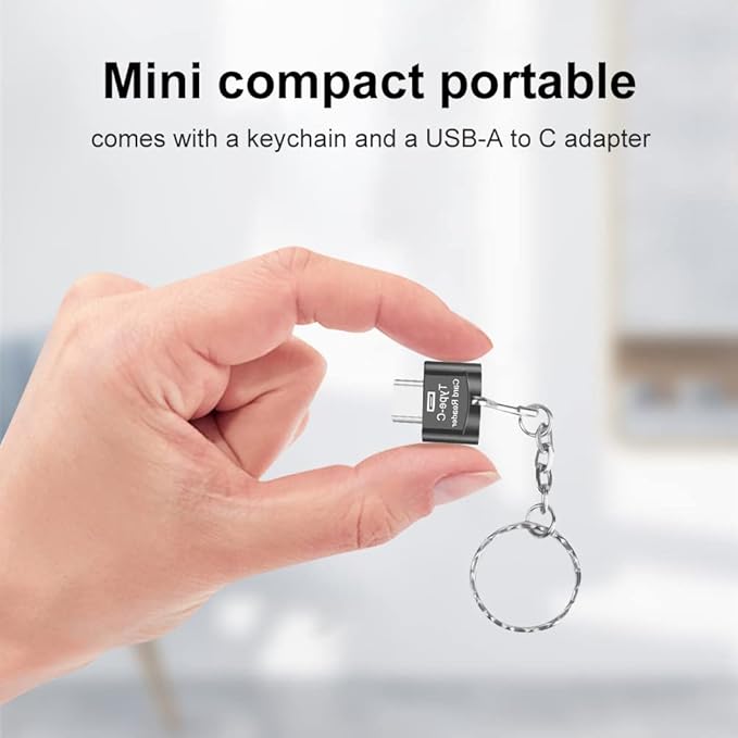 Type C Micro SD Card Reader, BorlterClamp USB C TF Card Reader Adapter with Keychain, Compatible with MacBook, iPhone 15,Laptops, Galaxy Phones and More