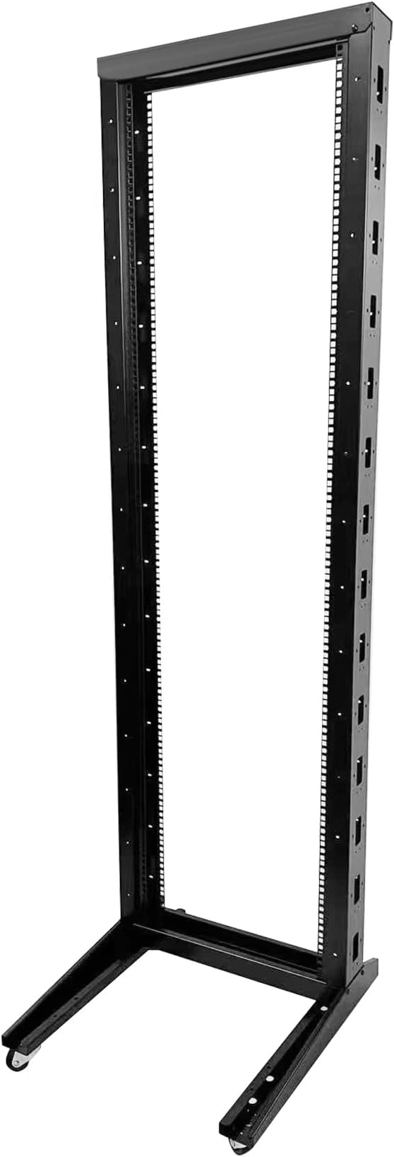 2 Post 29U Open Frame Server Rack 2-Post Server Rack Network Rack,with Movable casters，Comes with 2 Center Trays,for 19 Inch Equipment, Networking Data & IT Devices,1010lbs Weight Capacity(2P-DL-29)