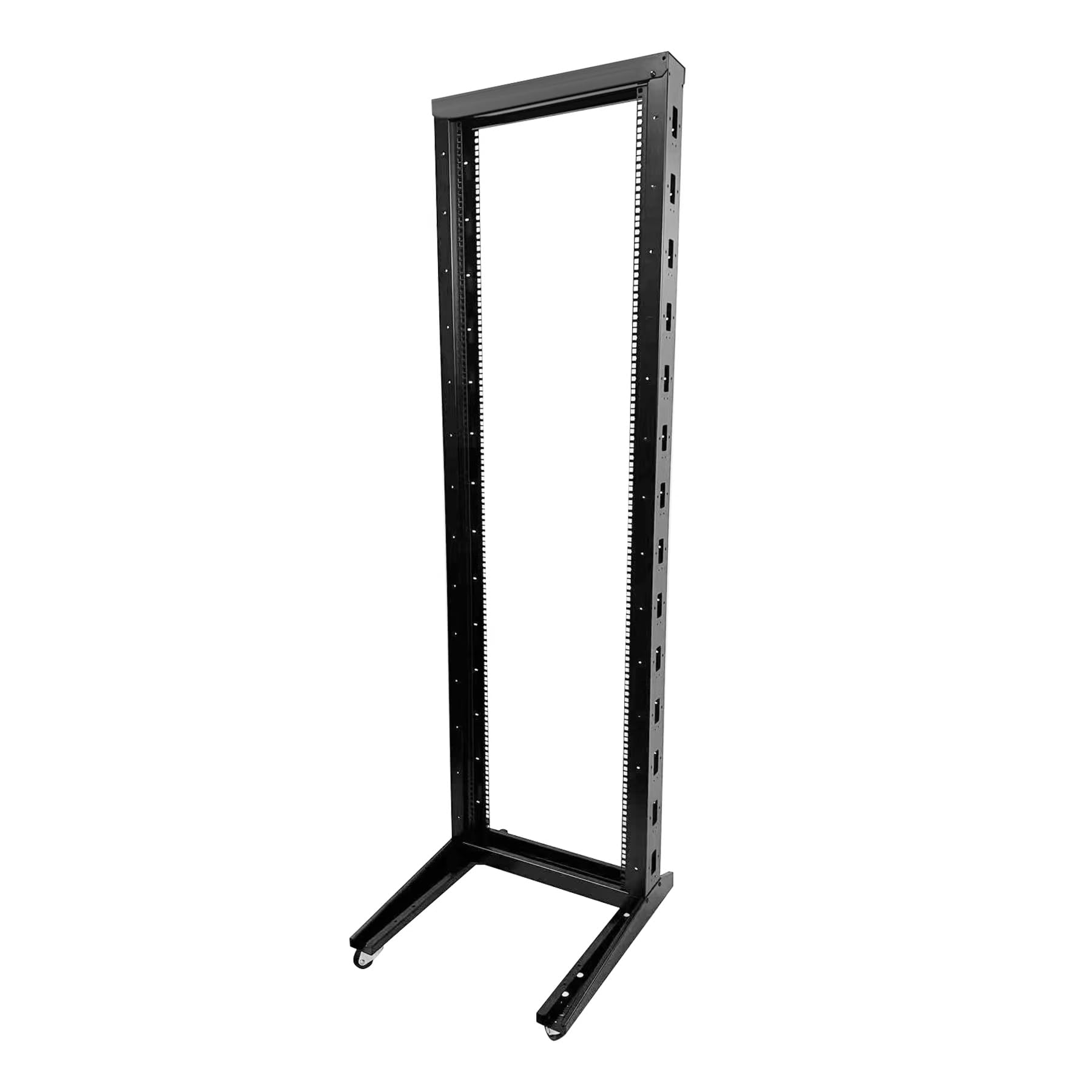 GlobalRack 2-Post 42U Open Rack on Casters, w/2x 2U Center Mount Shelves
