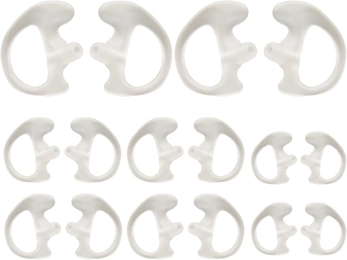 Universal Replacement Insert Silicone Soft Earmold for Baofeng Motorola Kenwood Retevis Midland Two Way Radios Headset (White, 8 Pair, Large_2 Pair; Medium_4 Pair; Small_ 2 Pair)