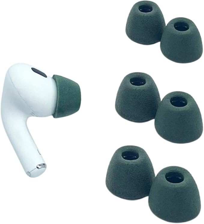 Comply Memory Foam Replacement Earbud Tips for Apple AirPods Pro 1 & 2 Ultimate Comfort, Secure Fit, Superior Noise Isolation Anti Slip, Prevent from Falling Out Green, Small (3 Pairs)