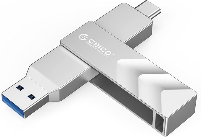 ORICO 2TB Portable Solid State Drive, 1050MB/s Dual-Port Rotating Metal External SSD with 90° Click-Stop, Reliable Storage for iPhone 16, 15 Series, Type-C Smartphone, Mac, Audio, Vehicle - A101
