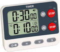 Digital Dual Kitchen Timer, 2 Groups Cycle Countdown Timer, ON/Off Memory Function, Loud Volume Flashing Light Alarm with Magnetic Back, Stand, Battery Included