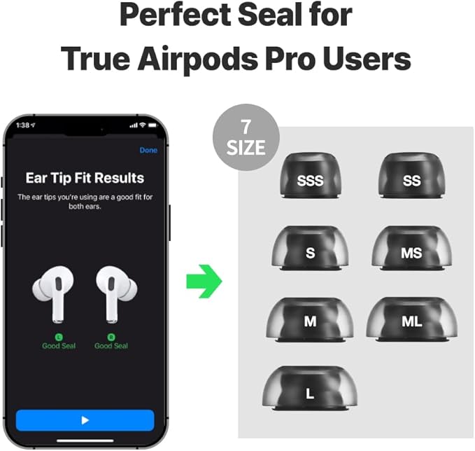 AZLA Crystal for Airpods Pro 1st & 2nd Gen (ML) – Airpod Pro Ear Tip Replacement – Airpod Pro Tips with Premium Silicone