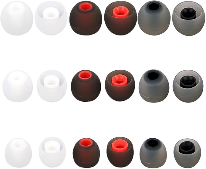 Earbud Tips Ear Bud Tips Soft Anti Slip Washable and Reusable Silicone Replacement Earbud Tips Fit Most in-Ear Earbuds(Inner Hole 3.8mm -5.1mm) 18pcs S M L