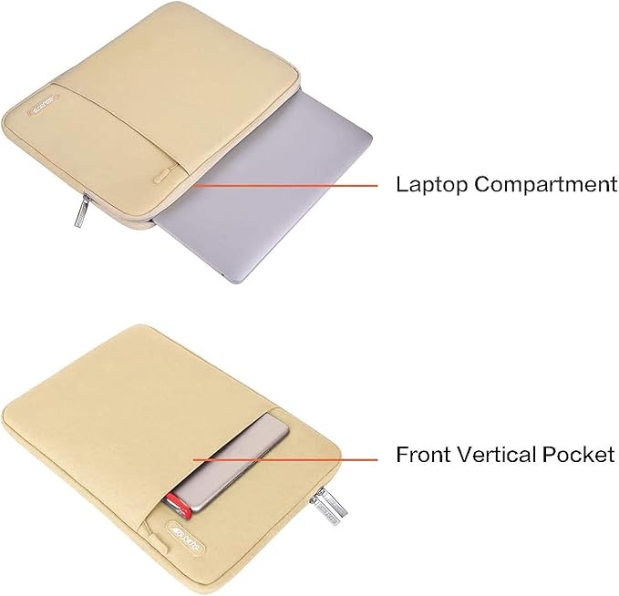 MOSISO Laptop Case 16 inch, 15-15.6 inch Laptop Sleeve Compatible with MacBook Pro 16 M4 M3 M2 M1, HP Acer Dell Lenovo ASUS Notebook, Polyester Vertical Computer Sleeve Bag with Pocket, Camel