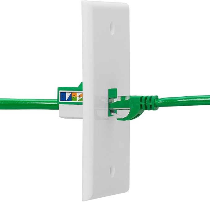 Cmple - 10 Pack Cat6 Keystone Jack Insert Punch Down RJ45 Connectors RJ45 Keystone Jack 90 Degree Female for Wall Plates, Patch Panels, Patch Cables, Ethernet Cables - Green
