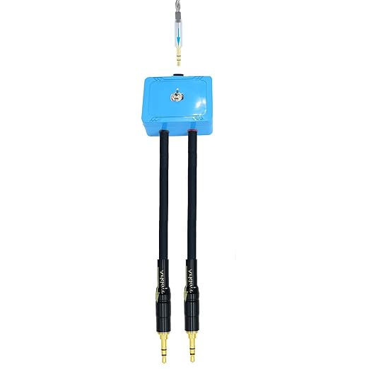 15ft Sound Channel swicher 1/8" aux Input 3.5mm Female to 2X 3.5 Output Switch Selector 2 in 1 Out R/L Stereo Audio 1 in 2 Out Stereo Audio Splitter with Phone pc Player
