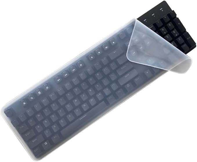 Universal Clear Desktop Computer Keyboard Protection Skin Protector Cover for PC 104/107 Keys Standard Keyboard,Ultra Thin Desktop PC Silicone Waterproof Dustproof Keyboard Cover (Type B)