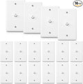 1-Port TV Cable Wall Plate F Connector Wall Plate Coax Wall Plate Video Wall Jack Single Gang Wall Plates (White, 16 Pcs)