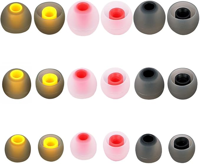 Earbud Tips Ear Bud Tips Soft Anti Slip Washable and Reusable Silicone Replacement Earbud Tips Fit Most in-Ear Earbuds(Inner Hole 3.8mm -5.1mm) 18pcs S M L