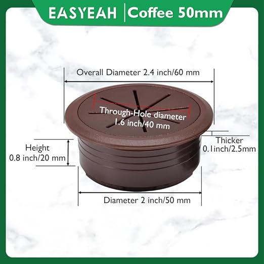 5 Pcs Desk Grommet 2" / 50 mm, Desk Hole Cover for Cables Coffee, Cable Grommet ABS Plastic, Desk Hole Grommet for Home & Office Pc, Detachable Cable Cord Organizer