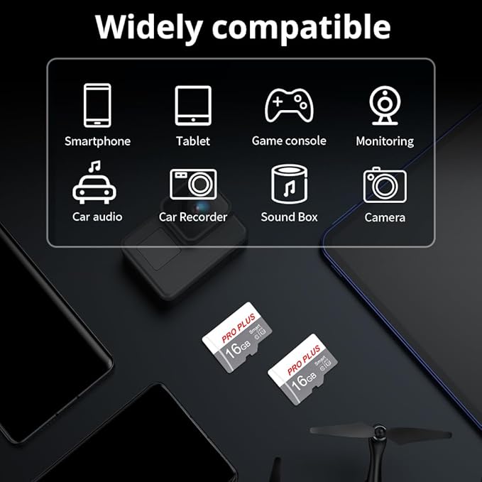 2 Pack TF Card 16GB with Adapter, High Speed Memory Card, UHS-I C10 A1 Memory TF Card for Tablet/Mobile Phone/Camera/Car Audio/Game Console (TF183 White Gray 16GB)