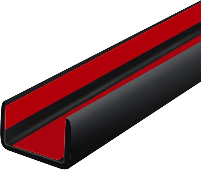 Rubber Edge Trim, Self Adhesive U Channel Edge Trim, Big Size U Shaped Trim, Edge Banding for Plywood, Woods, Shelf, Cabinet, Countertop, Fit for 1/2", Length 20Ft, Black