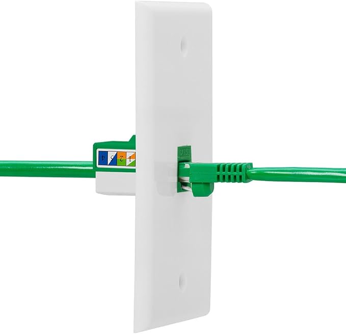 Cmple - 10 Pack Cat5e Keystone Jack Insert Punch Down RJ45 Connectors RJ45 Keystone Jack 90 Degree Female for Wall Plates, Patch Panels, Patch Cables, Ethernet Cables - Green
