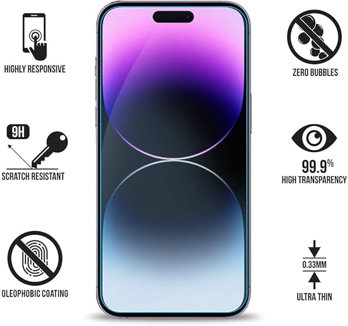 Screen Protector for iPhone 14 Pro Max Blue Light Screen Protector 6.7inch. Anti Blue Light Tempered Glass Film for iPhone 14 Pro Max 3 Pack