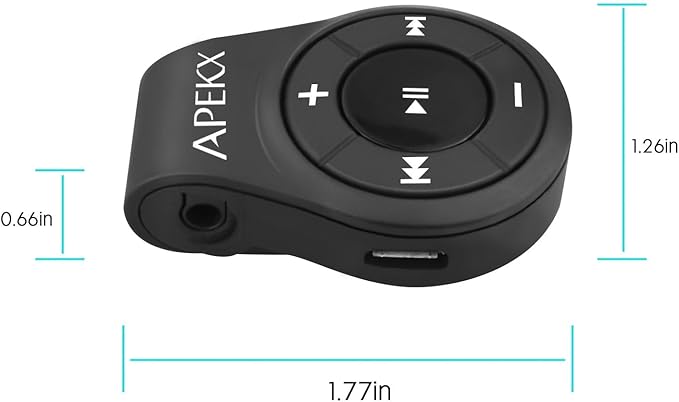 APEKX Clip Bluetooth Audio Adapter for Headphones, Headset, Speaker, Wireless Receiver with MIC for Hands-Released Call and Music