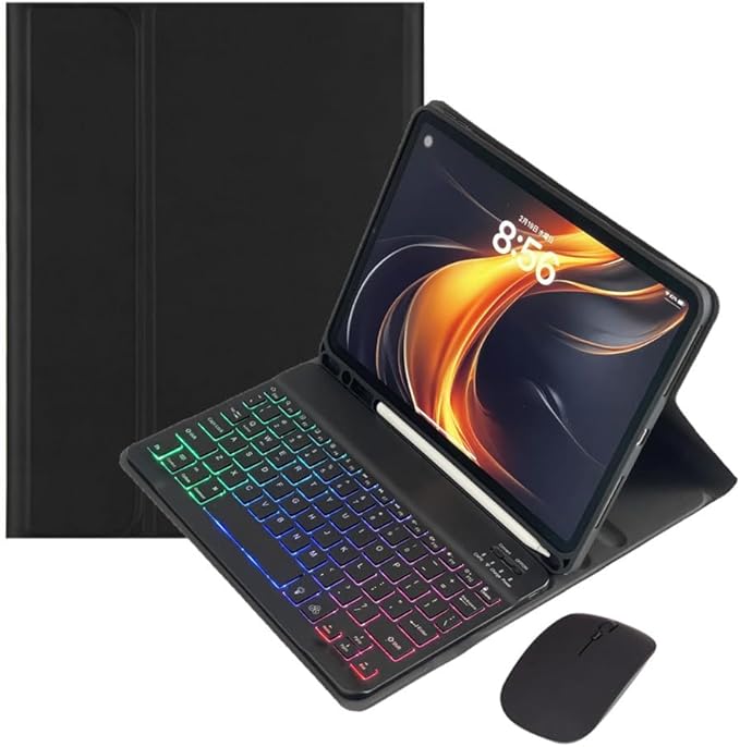 Rainbow Backlit Keyboard Case for iPad 9th / 8th / 7th Generation 10.2"/iPad Pro 10.5"/iPad Air 3rd Gen with Mouse and Backlight Detachable Bluetooth Keyboard Cover,Black