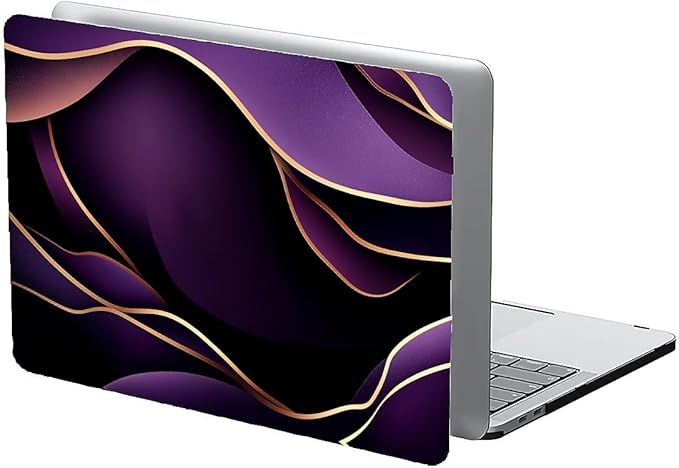 Compatible with MacBook Air 13.3 13.6 Inch Case 2022 2021 2020 2019 Plastic Hard Shell Case Cover,13.3 Pro(A1706/A1708/A1989/A2159/A2289/A2338), Purple and Gold Color Line