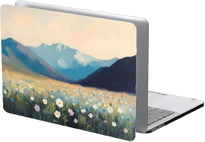 Compatible with MacBook Air 13.3 13.6 Inch Case 2022 2021 2020 2019 Plastic Hard Shell Case Cover,13.3 Air (A1932/A2179/A2337), Wildflowers and Mountains