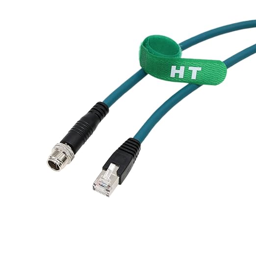 M12 Ethernet 8 Pin X-Code RJ45 CAT-7e GigE Cable for Basler Cognex Vision Camera Sensor Barcode Reader PLC Router Switch Network 1M