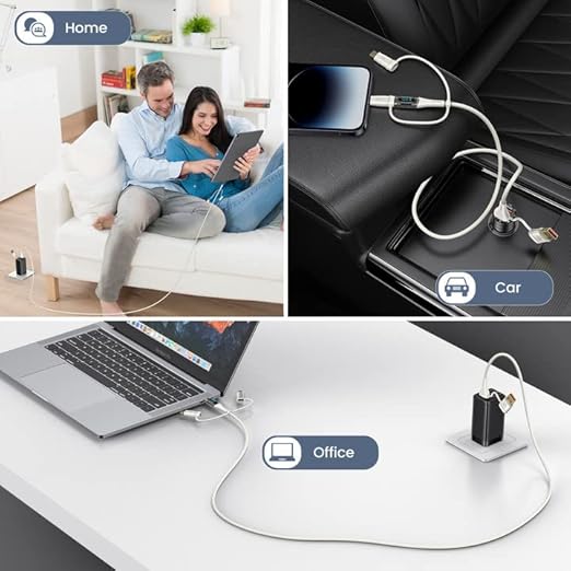 USB C to Multi Charging Cable, USAMS 100W 6.6FT 5A Type C to Type C Fast Charger Charging Cord with LED Display 5-in-1 C/A to C/Micro/IP Sync Charger Adapter Compatible for Laptop/Tablet/Phone