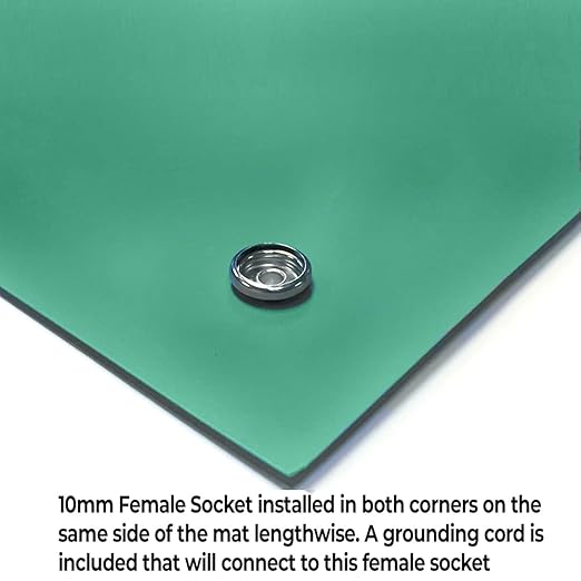 RubberStat Dual Layer ESD Compliant Workstation Rubber Table Mat Kit, Soldering, Cell Phone Repair, with Wrist Strap Set and Ground Cord - 30"x16" Green