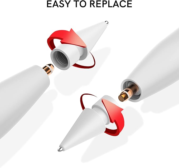 Delidigi 5 Pack Replacement Tips Compatible with Apple Pencil Pro/2nd Generation/1st Gen/USB C, Wear-Resistant iPencil Nibs Accessories Fine Point Precise Control Pen Like Tips